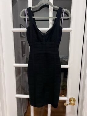 Herve Leger XS Black Sleeveless mini bandage Bodycon Dress LBD